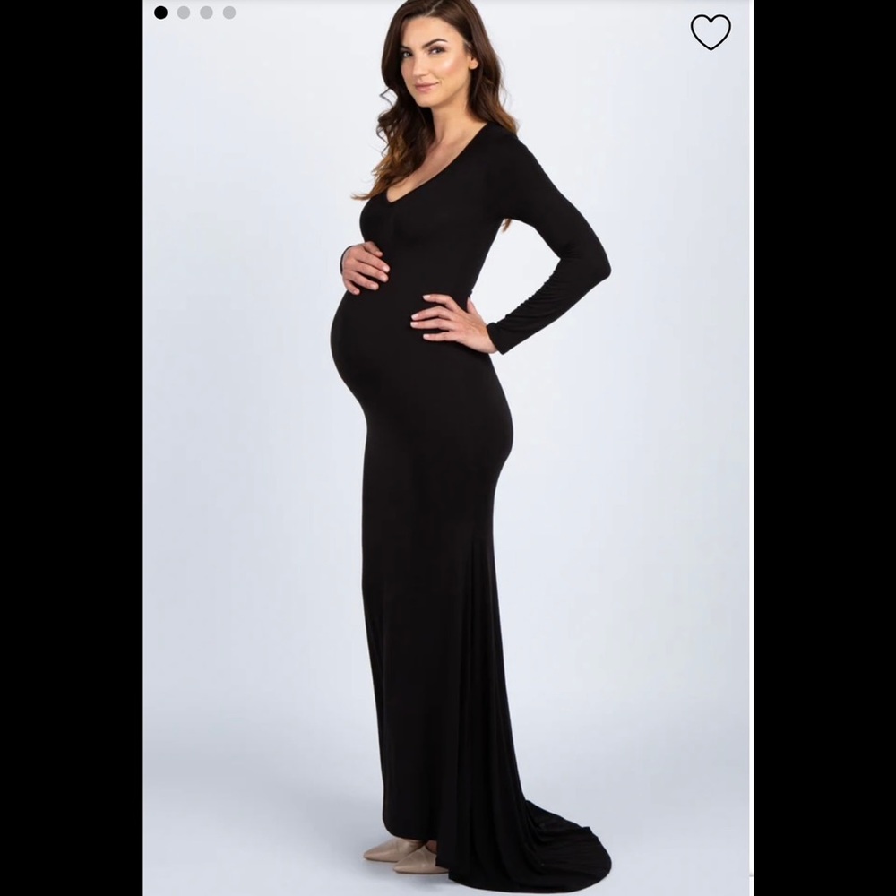 PinkBlush Black Long Sleeve Photoshoot Maternity Gown/Dress - NWT